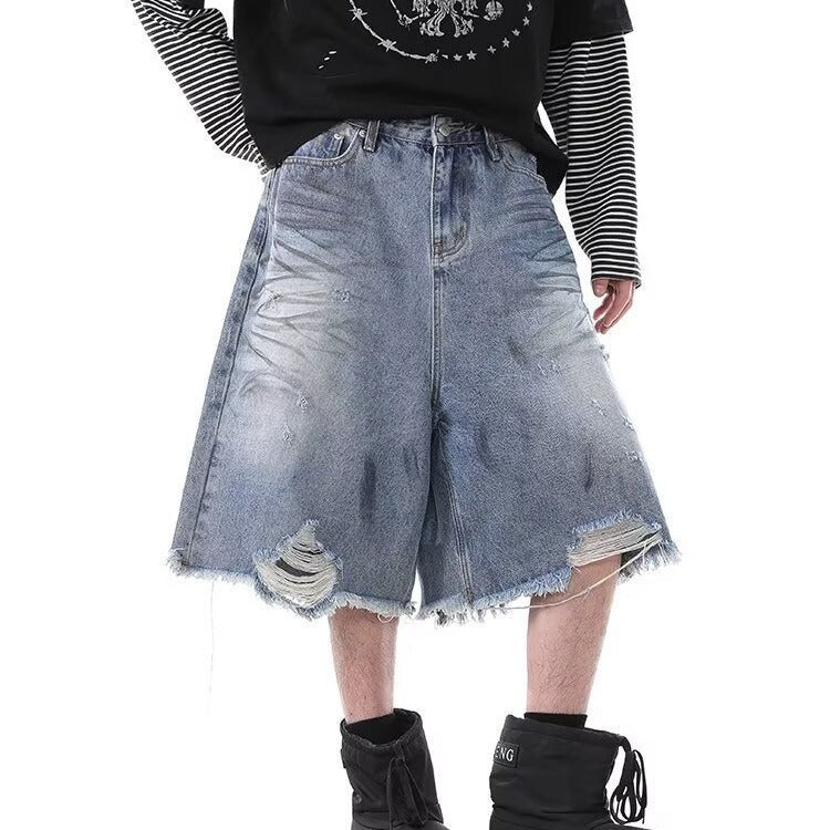 Wash Denim Capri Pants for Men and Women