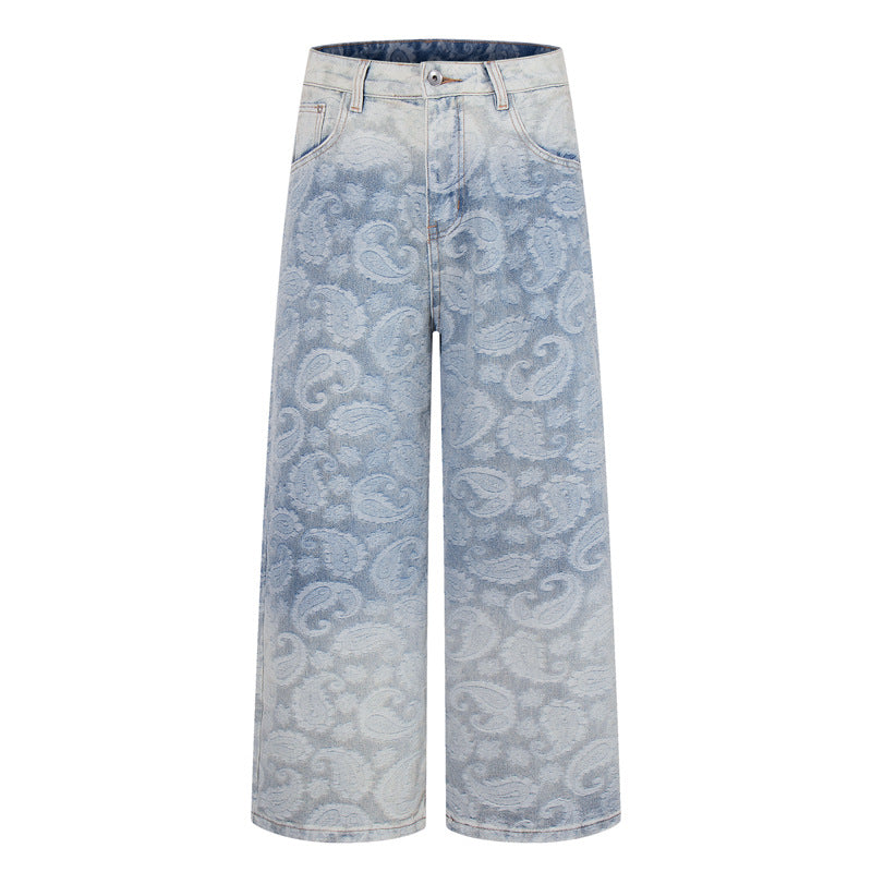 Cashew jacquard jeans for men and women