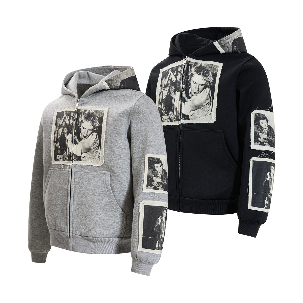 Zipper sweatshirt for men with adhesive tape