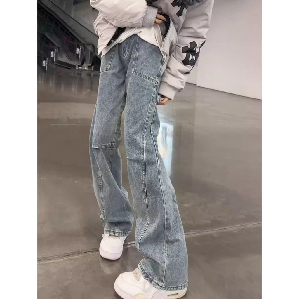 Diagonal Cut Flared Denim Pants for Men