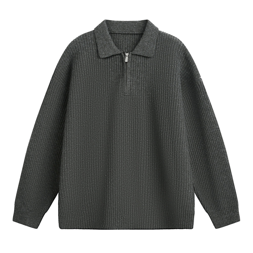 Half zip lapel sweater for men in autumn