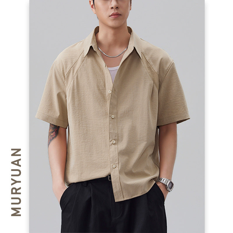 Simple Structured Short Sleeve Shirt for Men