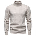 Solid color high neck pullover sweater for men