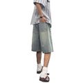 Floral Embroidery Denim Shorts for Men
