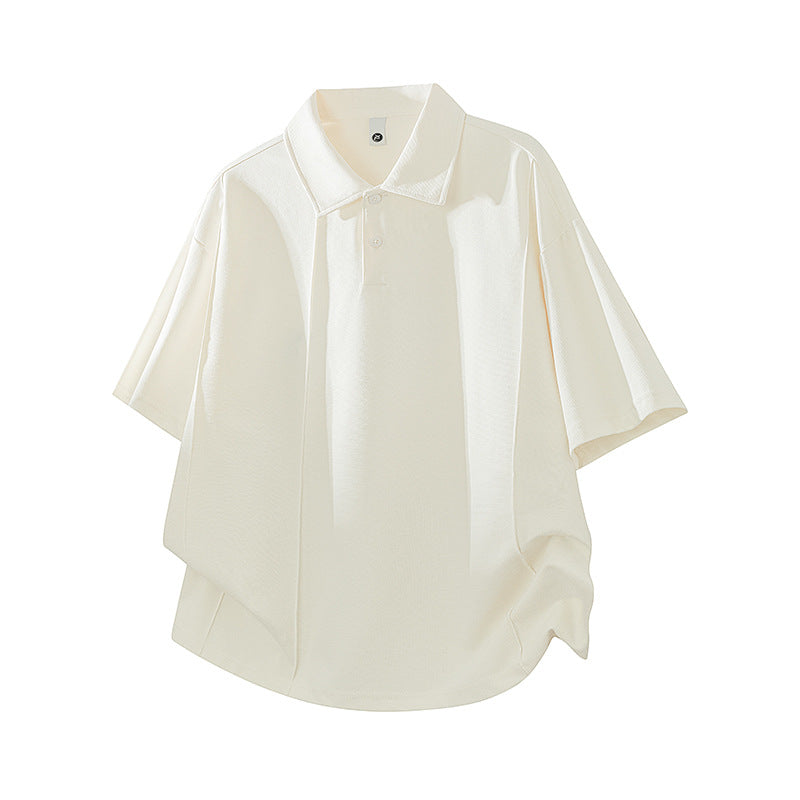 Solid Color Short-Sleeved Polo Shirt for Men