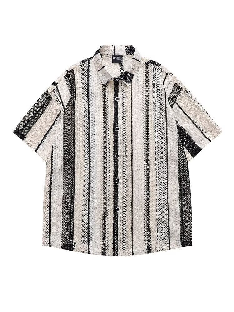 Outfit Hollow-Out Shirt Short Sleeve Men