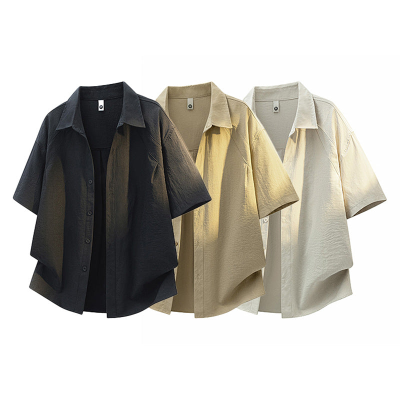Simple Structured Short Sleeve Shirt for Men