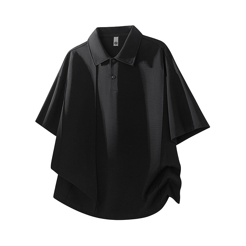 Solid Color Short-Sleeved Polo Shirt for Men