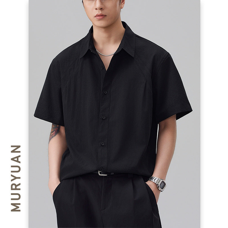 Simple Structured Short Sleeve Shirt for Men