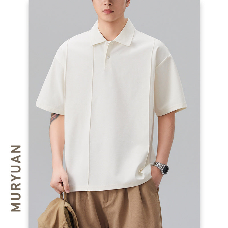Solid Color Short-Sleeved Polo Shirt for Men