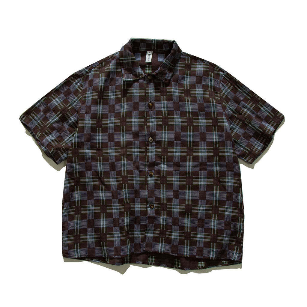 Checkered loose short sleeved shirt for men