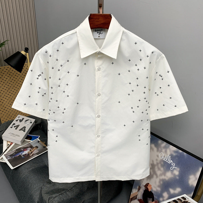 Cross Stitch Short Sleeve Shirt for Men