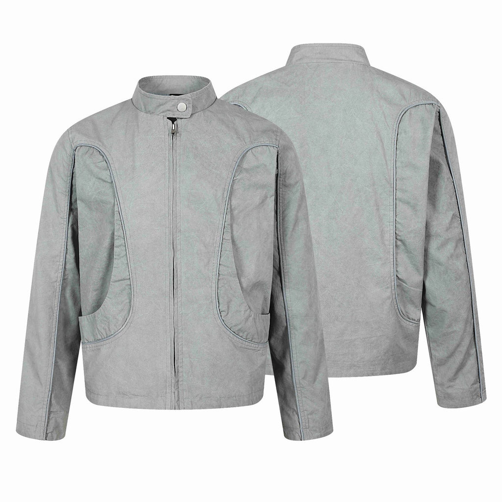 Deconstructed Patchwork Loose Zipper Short Jacket for Men