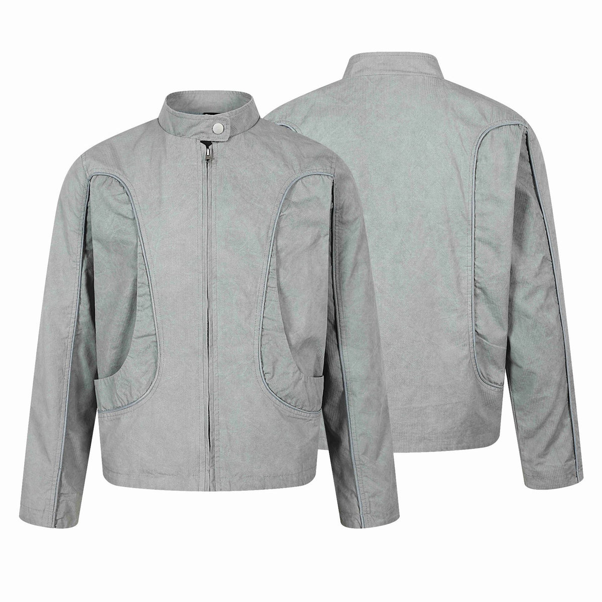Deconstructed Patchwork Loose Zipper Short Jacket for Men