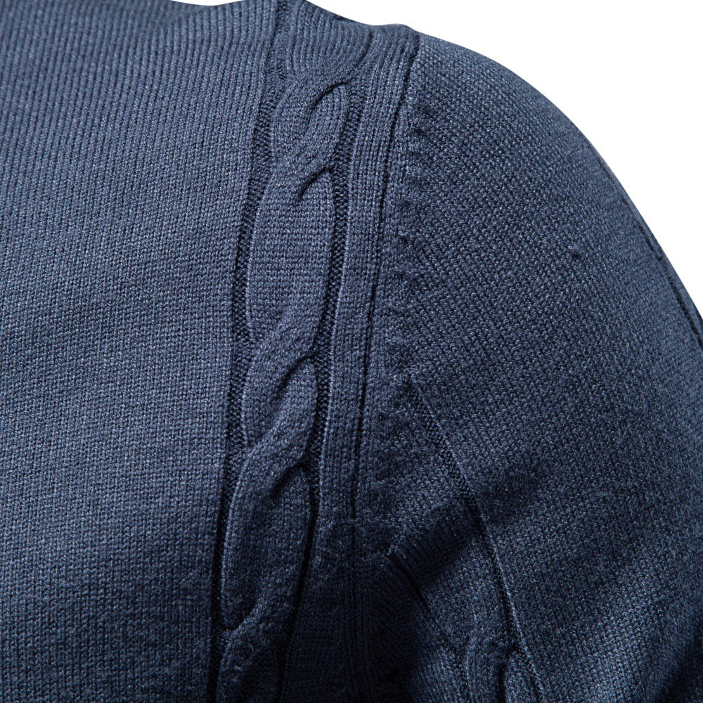 Solid color high neck pullover sweater for men