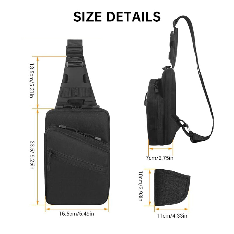 Tactical Pistol Transport Bag with Holster, Concealed Carry Crossbody Sling Bag for Handgun, EDC Chest Pack for Outdoor & Range