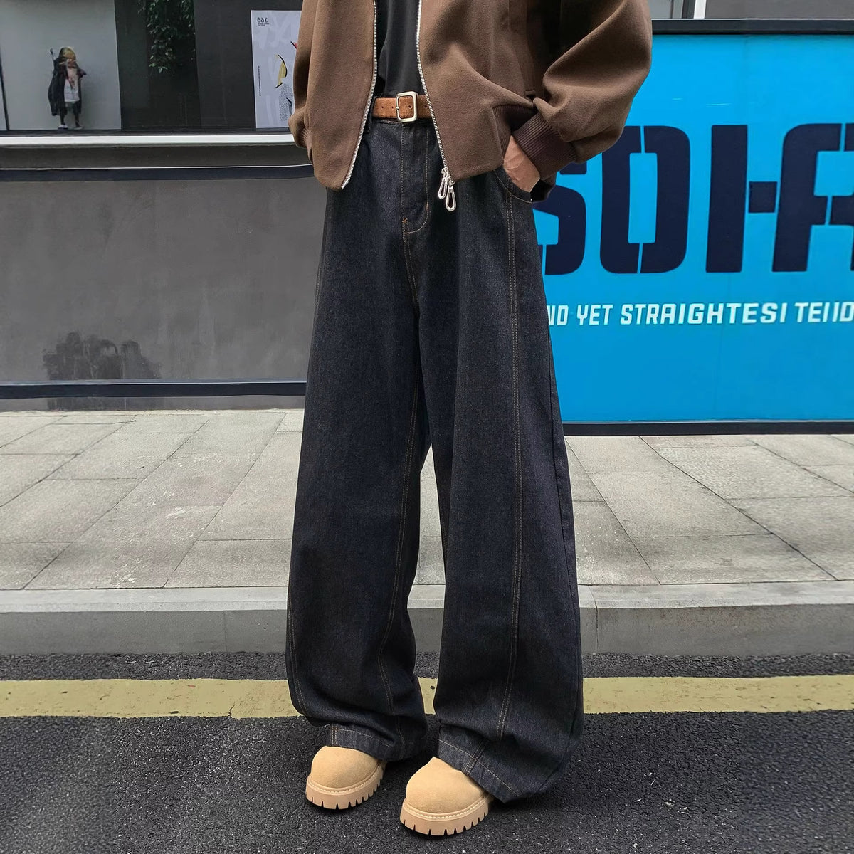 Vintage Blue Cut-Off Denim Pants for Men