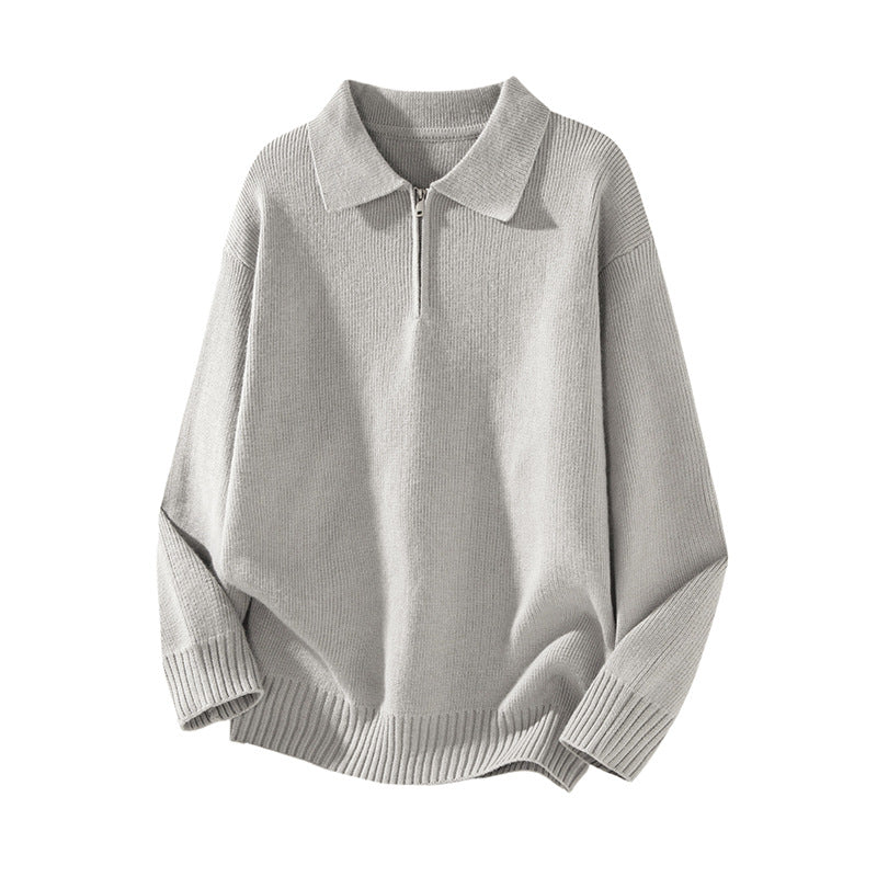 Simple Polo Neck Knitwear for Men and Women