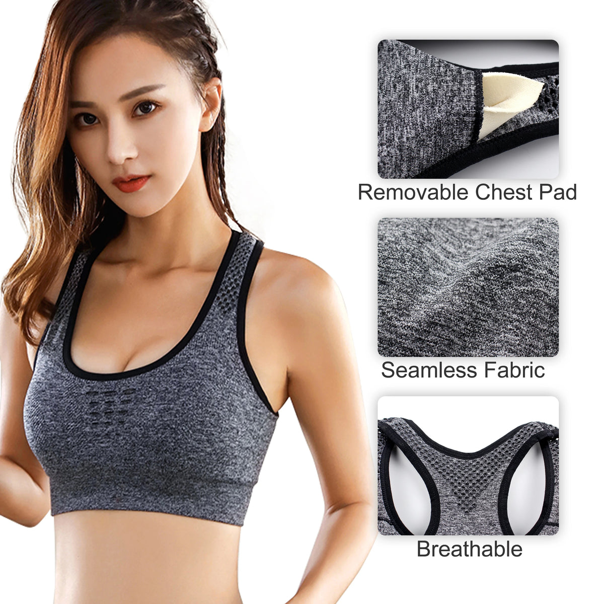 Mesh Stitching Hollow Beauty Back Wireless Sujetador Deportivo Running Workout Yoga Bra Seamless Sports Bras Crop Top for Womens