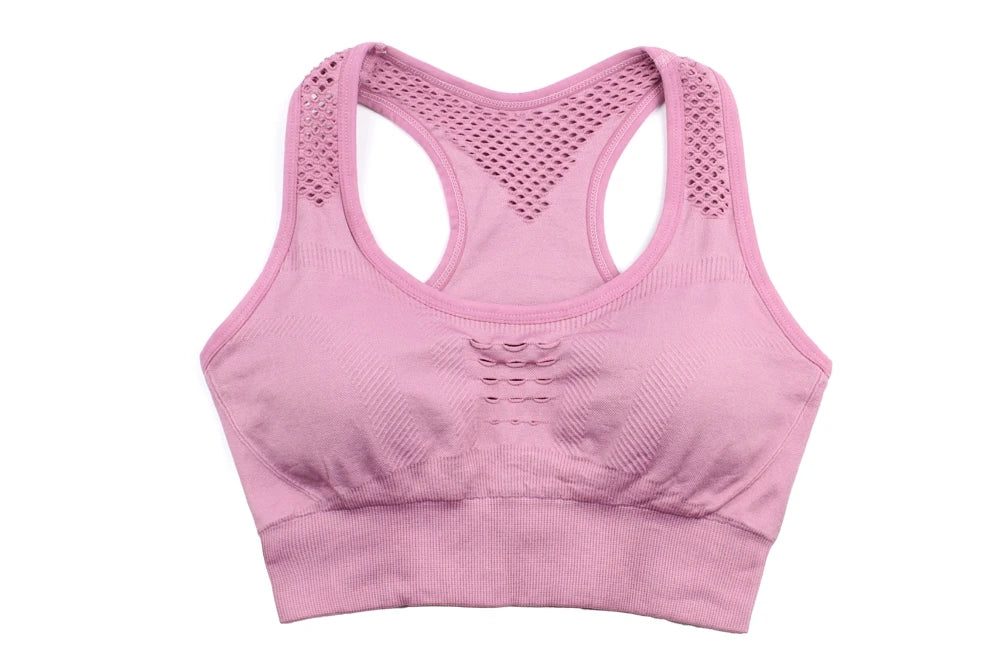 Mesh Stitching Hollow Beauty Back Wireless Sujetador Deportivo Running Workout Yoga Bra Seamless Sports Bras Crop Top for Womens