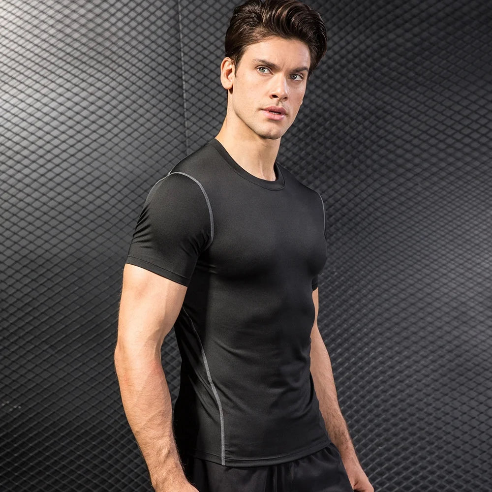 Custom Quick Dry Flatlock Seam Short Sleeves Compression Shirt Gym Workout Compression t Shirt Fitness Compression Running Shirt