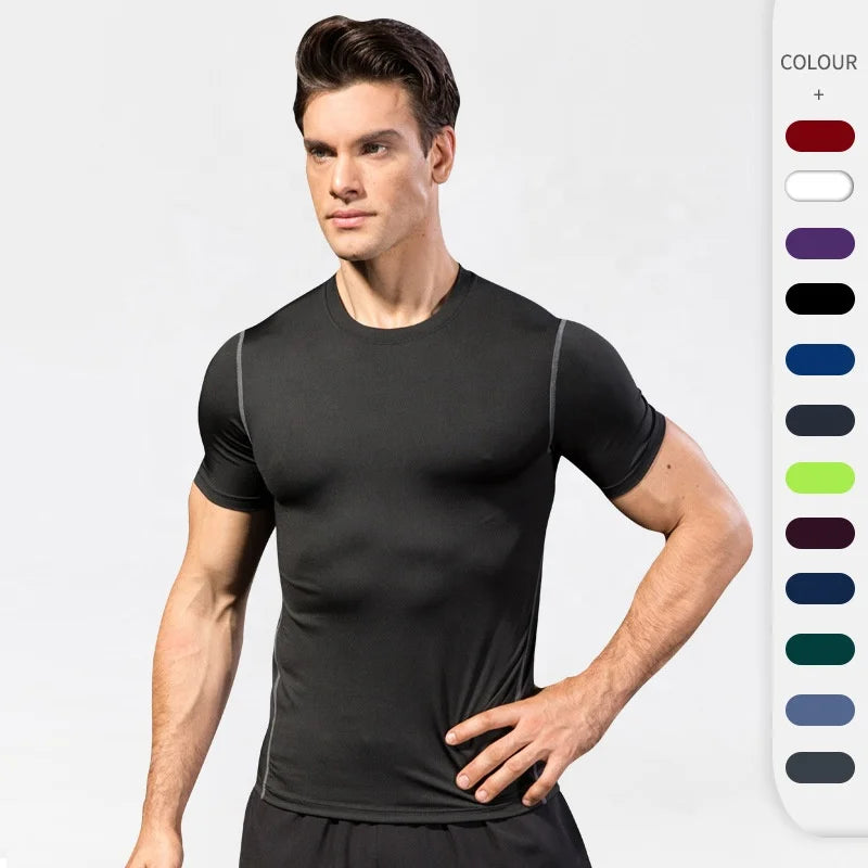 Custom Quick Dry Flatlock Seam Short Sleeves Compression Shirt Gym Workout Compression t Shirt Fitness Compression Running Shirt