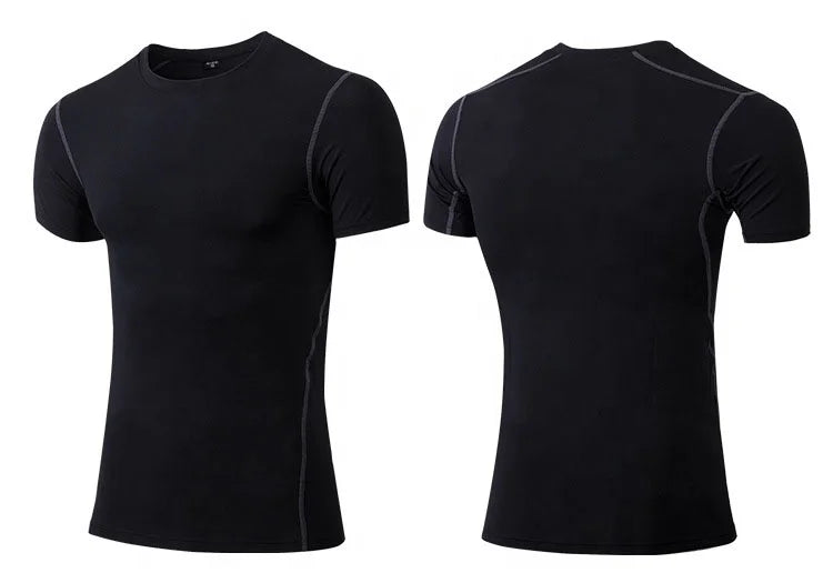 Custom Quick Dry Flatlock Seam Short Sleeves Compression Shirt Gym Workout Compression t Shirt Fitness Compression Running Shirt