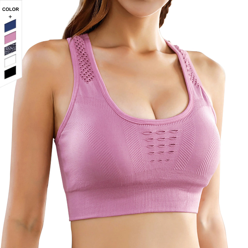 Mesh Stitching Hollow Beauty Back Wireless Sujetador Deportivo Running Workout Yoga Bra Seamless Sports Bras Crop Top for Womens