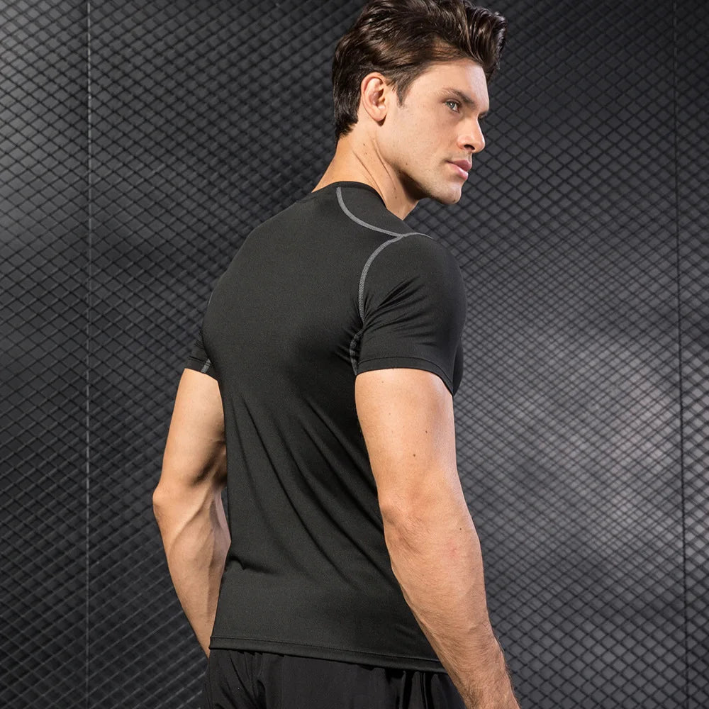 Custom Quick Dry Flatlock Seam Short Sleeves Compression Shirt Gym Workout Compression t Shirt Fitness Compression Running Shirt