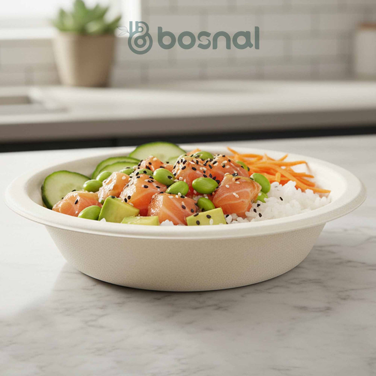 16 Oz Round Bagasse Compostable Bowls – 500 Pcs, 100% Sugarcane Pulp, Biodegradable, Durable for Hot & Cold Foods, Microwave Safe
