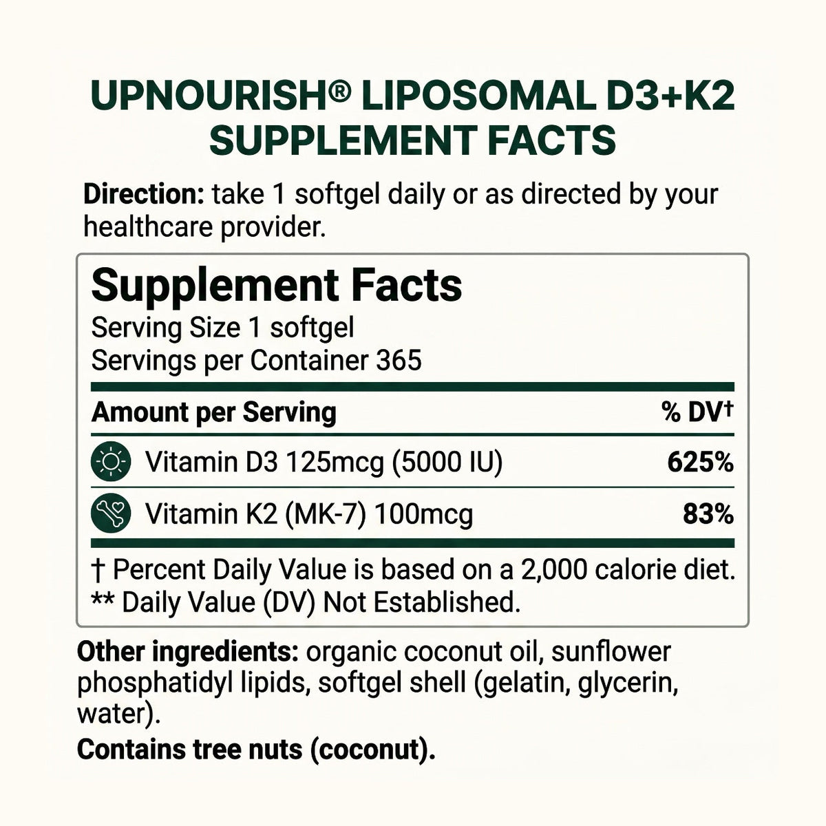 Liposomal Vitamin D3 5000IU K2 MK7 100 mcg