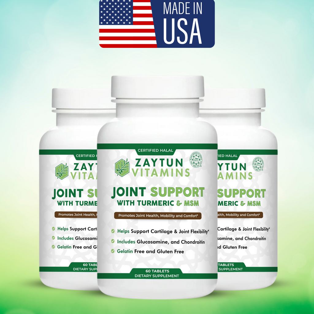 Halal Joint Support with Glucosamine + Turmeric + Chondroitin Tablets (3-Pack)