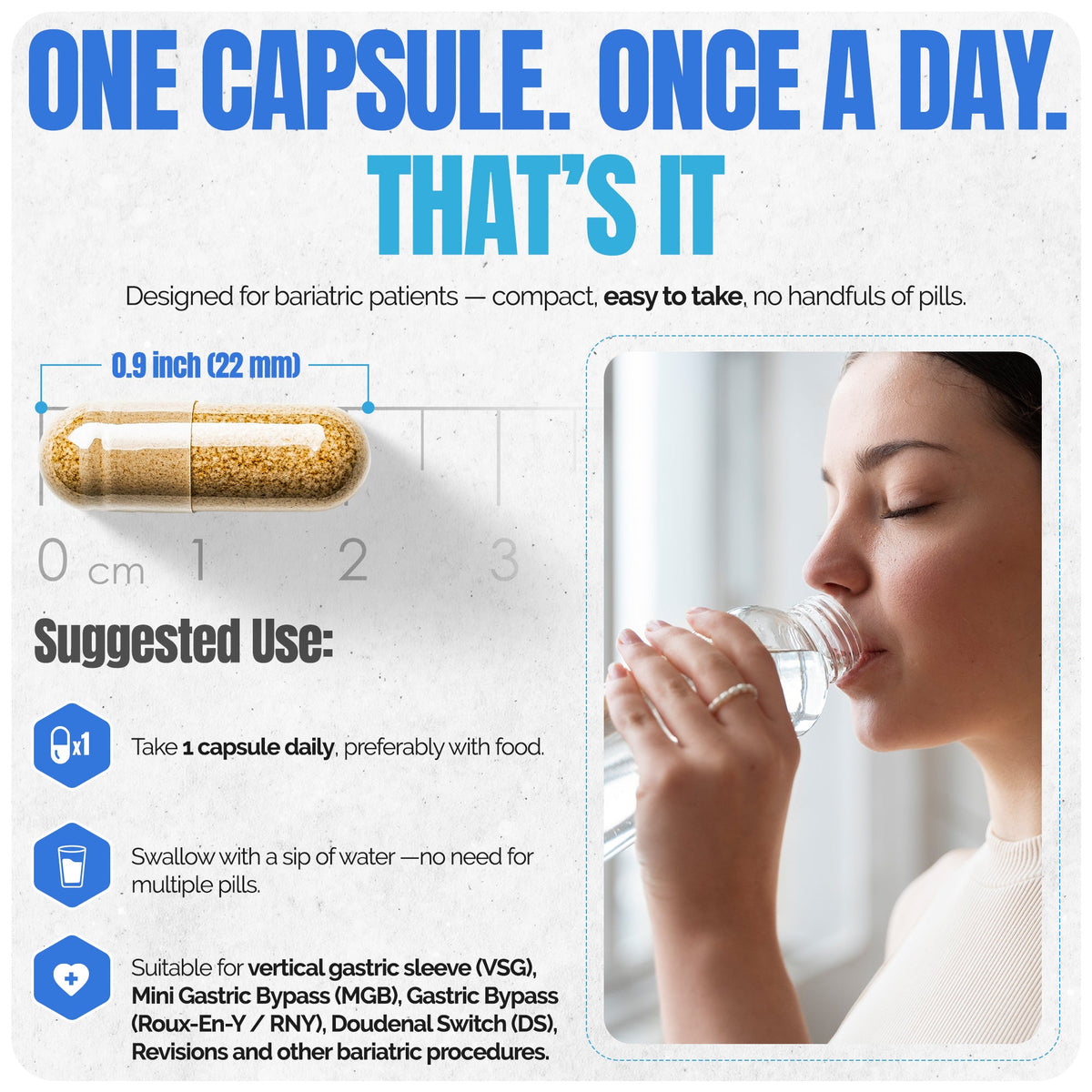 Methylated Bariatric Multivitamins with 45mg Iron 1 capsule a day