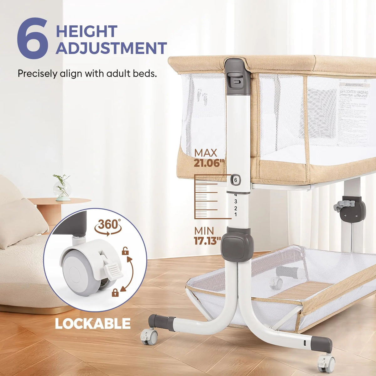 Momfann 4-in-1 Bedside Bassinet for Newborns