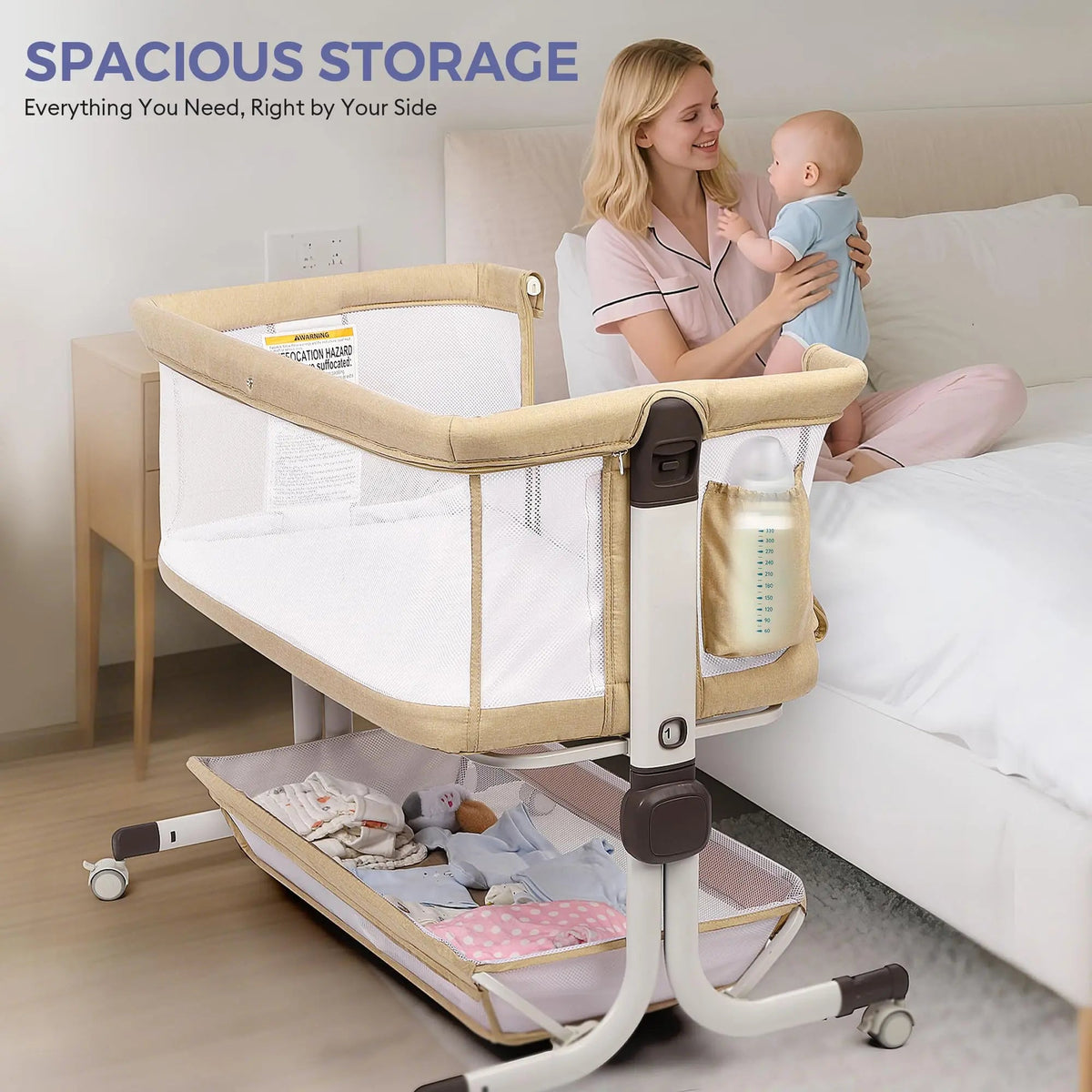 Momfann 4-in-1 Bedside Bassinet for Newborns