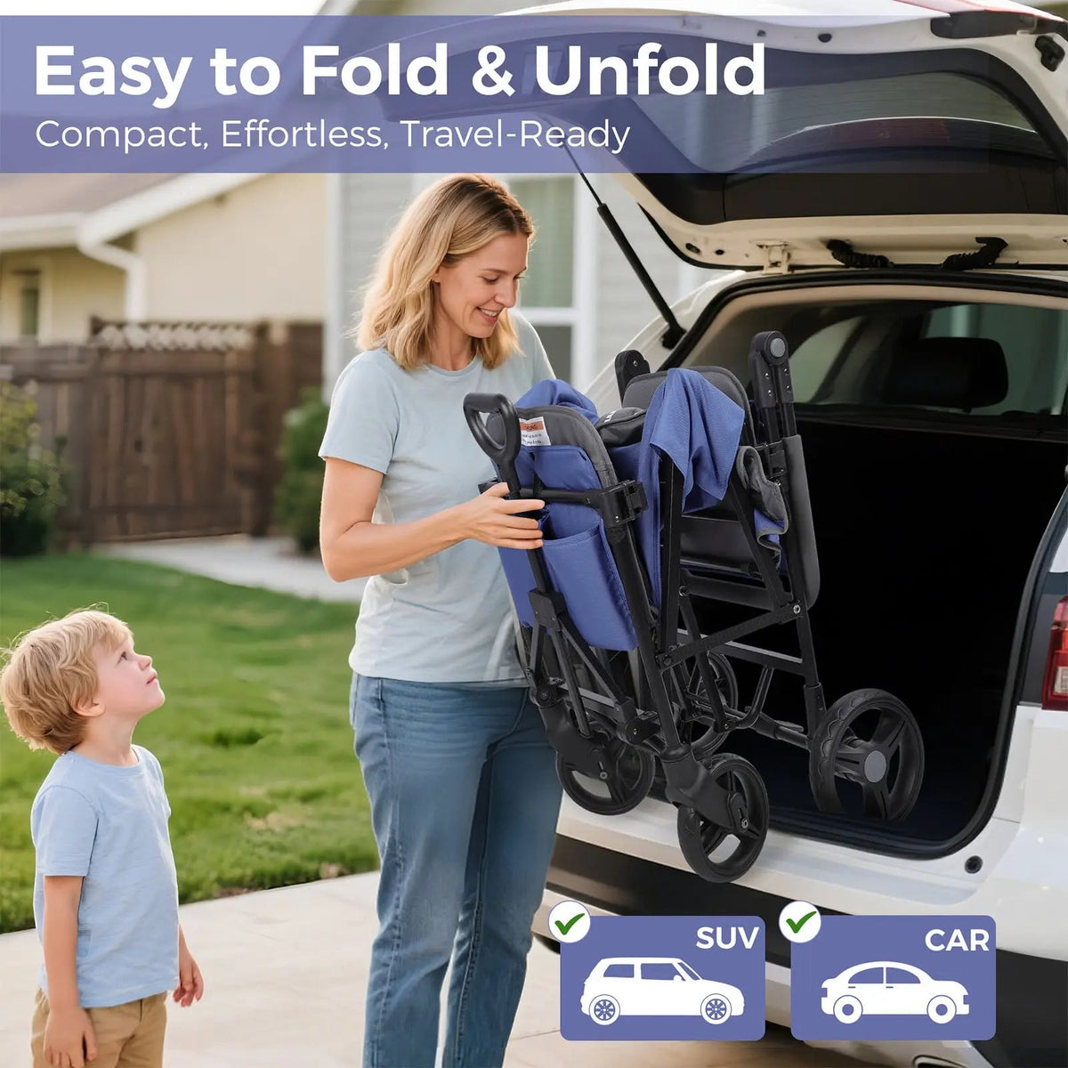 Momfann 4-in-1 Double Stroller Wagon for Kids