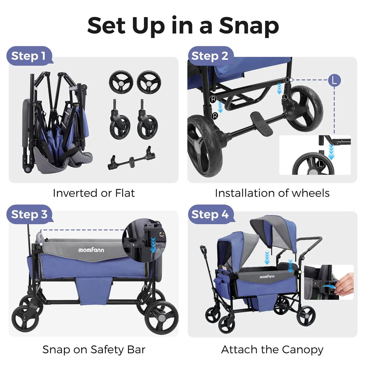 Momfann 4-in-1 Double Stroller Wagon for Kids