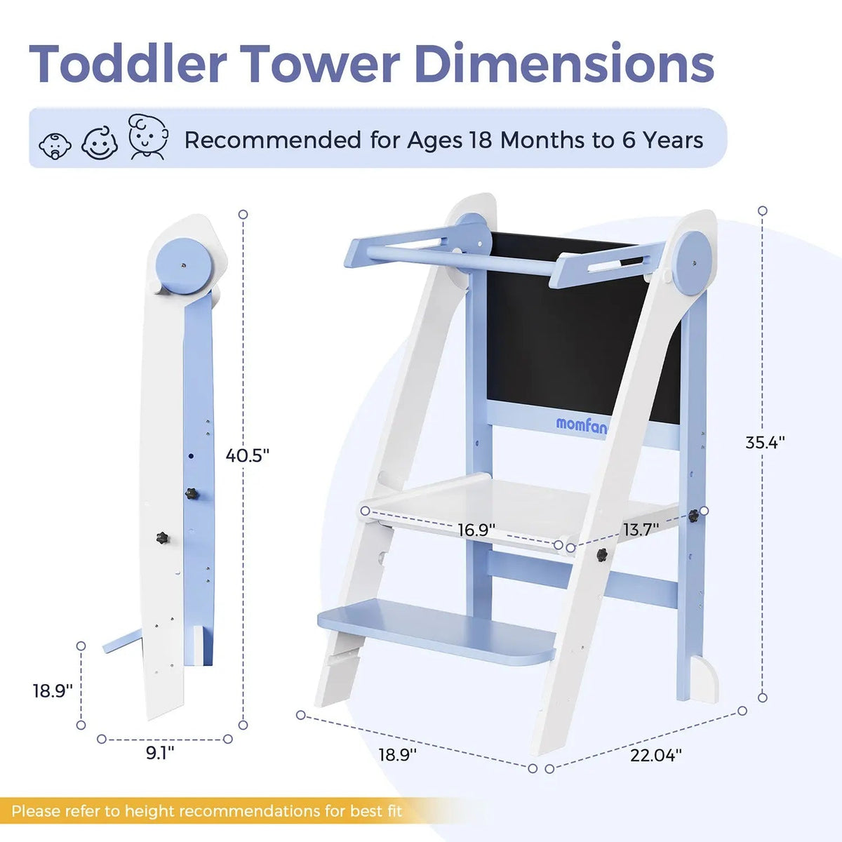 Momfann Foldable Toddler Tower with Chalkboard