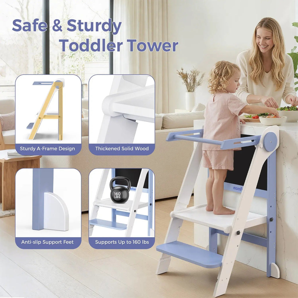 Momfann Foldable Toddler Tower with Chalkboard