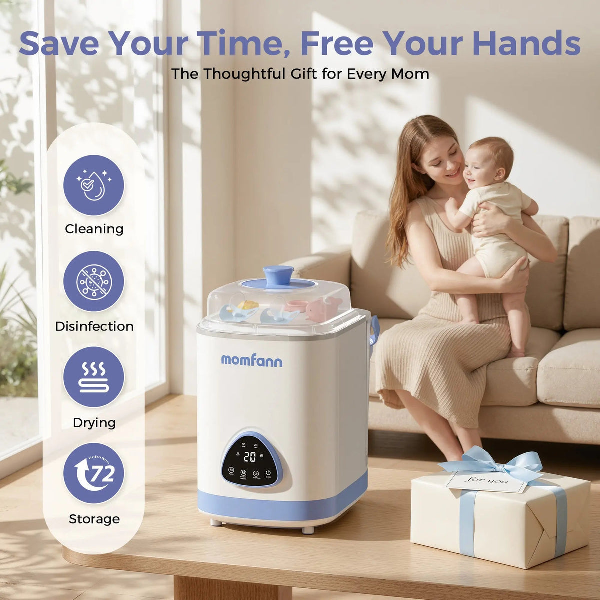Momfann 4-in-1 Baby Bottle Washer, Sterilizer & Dryer