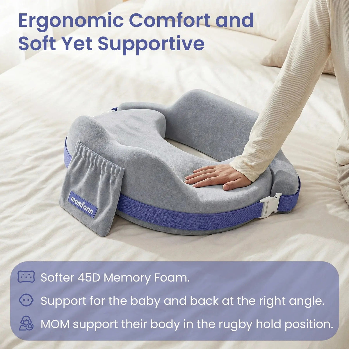 Momfann Memory Foam Nursing Pillow with Safety Guard