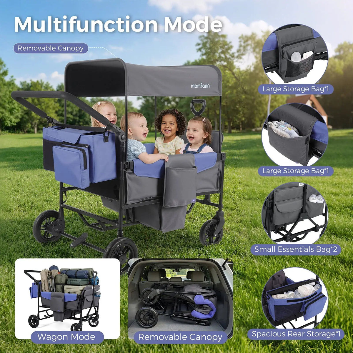 Momfann 4-Seater All-Terrain Stroller Wagon for Kids