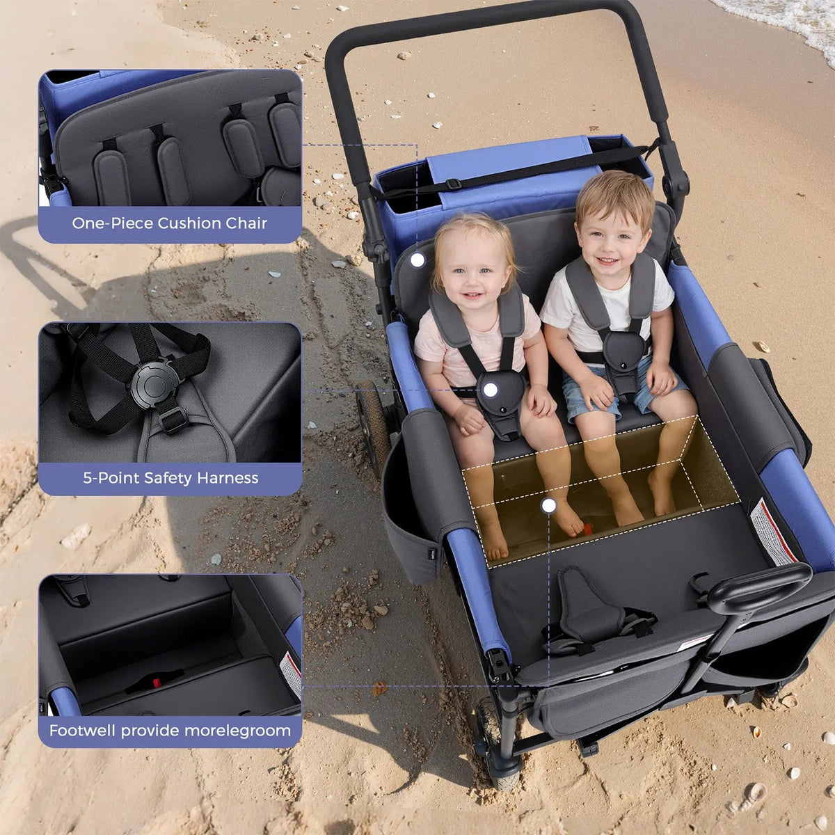 Momfann 4-Seater All-Terrain Stroller Wagon for Kids