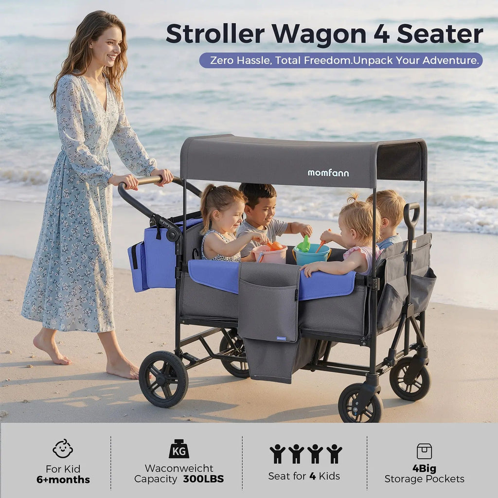 Momfann 4-Seater All-Terrain Stroller Wagon for Kids