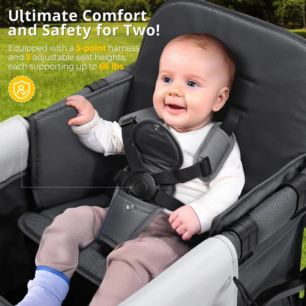 Momfann 4-in-1 Double Stroller Wagon for Kids