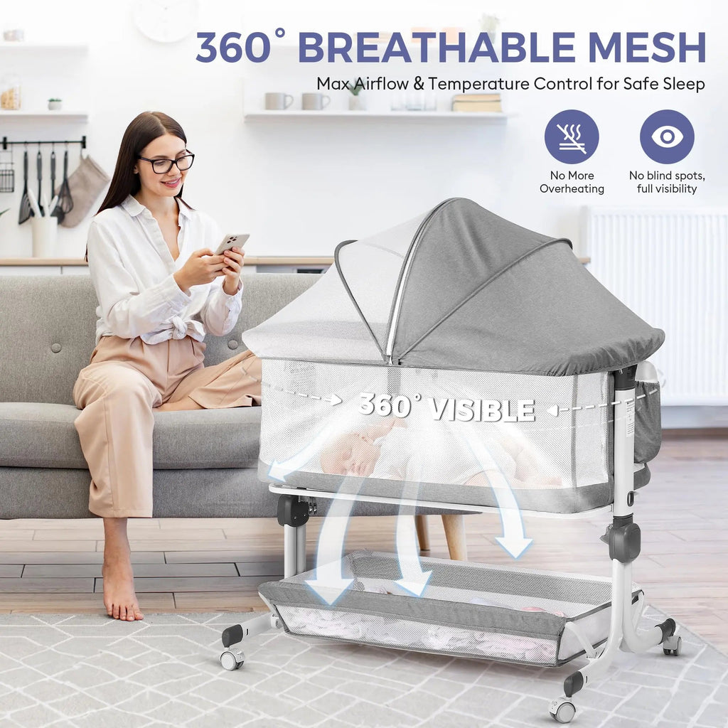 Momfann 4-in-1 Bedside Bassinet for Newborns