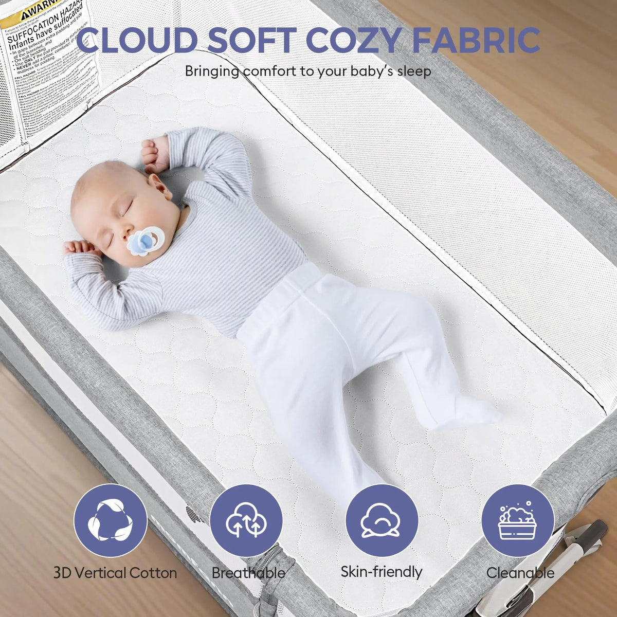 Momfann 4-in-1 Bedside Bassinet for Newborns