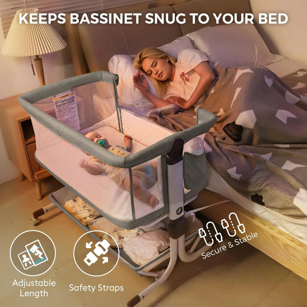 Momfann 4-in-1 Bedside Bassinet for Newborns