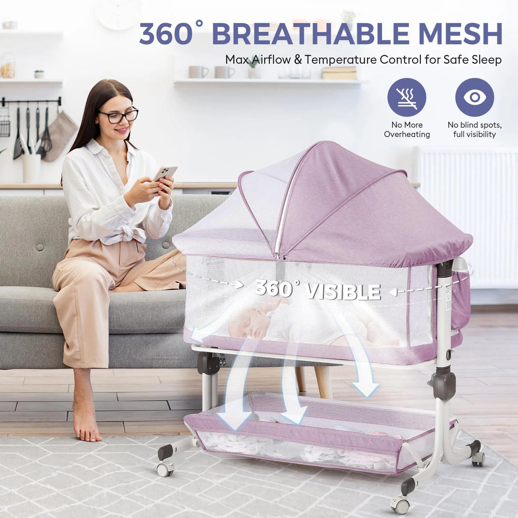 Momfann 4-in-1 Bedside Bassinet for Newborns