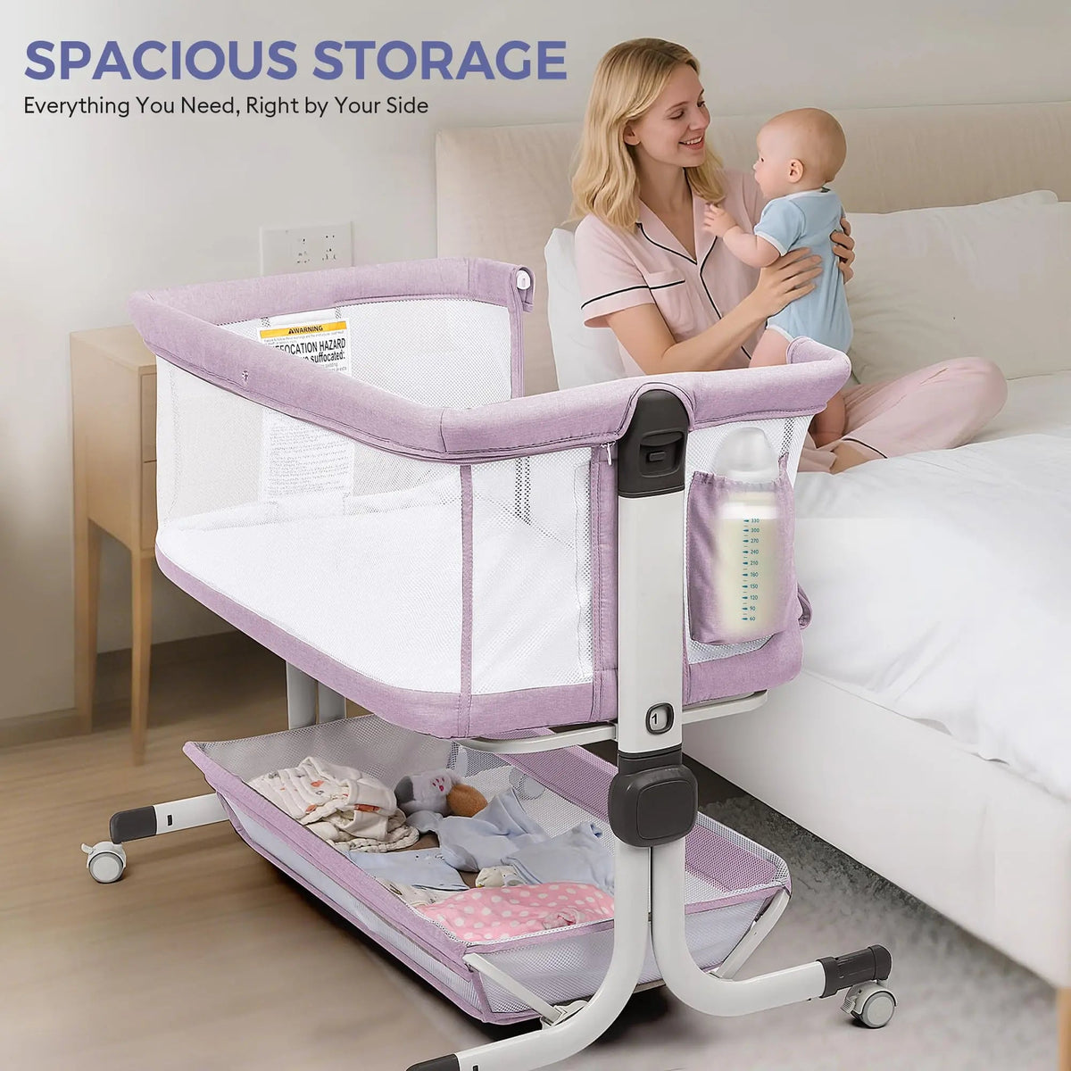 Momfann 4-in-1 Bedside Bassinet for Newborns